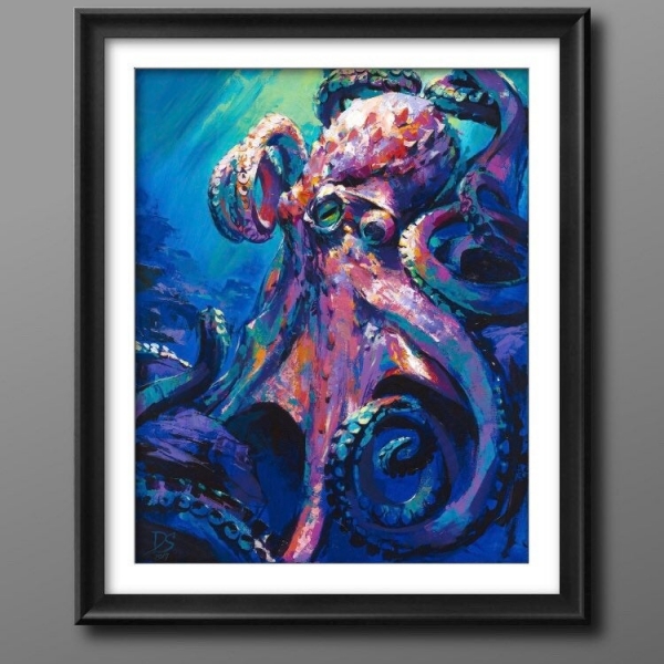 octopus wall painting on canvas